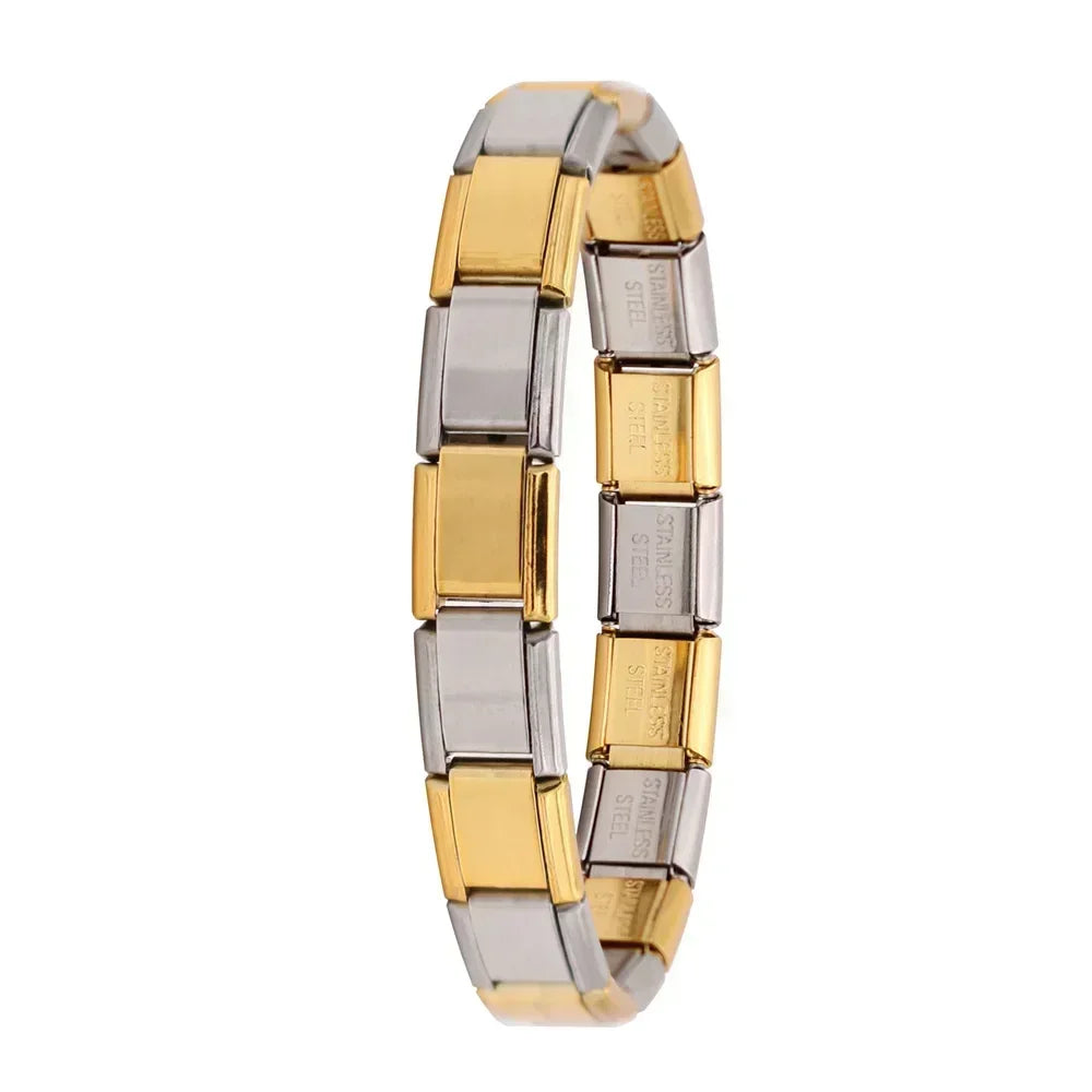 New Women'S Jewelry 9Mm Width Itanlian Elastic Charm Bracelet Fashion Stainless Steel Bangle ST-