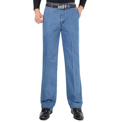 New Arrival Stretch Jeans for Men Spring Autumn Male Casual High Quality Cotton Regular Fit Denim Pants Dark Blue Baggy Trousers