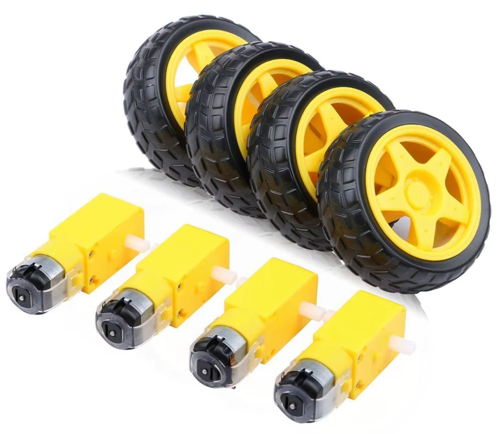 DC Electric Motor with Plastic TT Motor Tire Wheel 3-6V Dual Shaft Gear Motor TT Magnetic Gearbox Engine for Arduino Smart Car