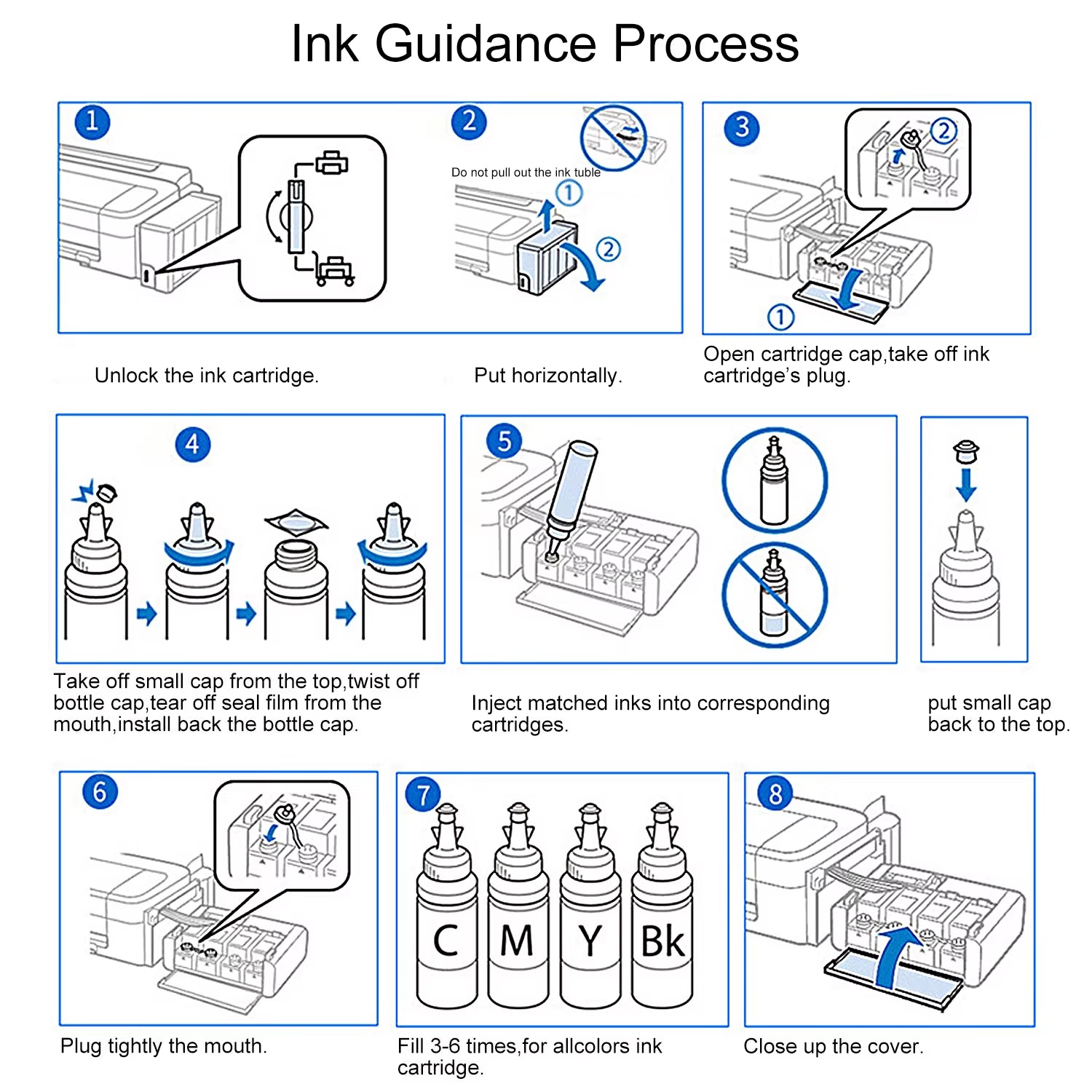 664 Refill Dye Ink for  L100 L110 L210 L120 L220 L310 L355 L362 L366 L365 L380 L486 L800 L805 L810 ET-2650 Printer 4 Colors