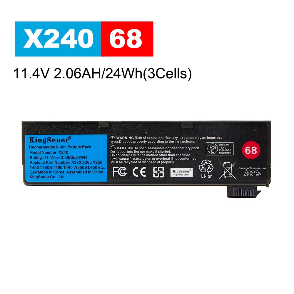 Kingsener Laptop Battery for  Thinkpad X270 X260 X240 X240S X250 T450 T470P T440S K2450 W550S 45N1136 45N1738 68+