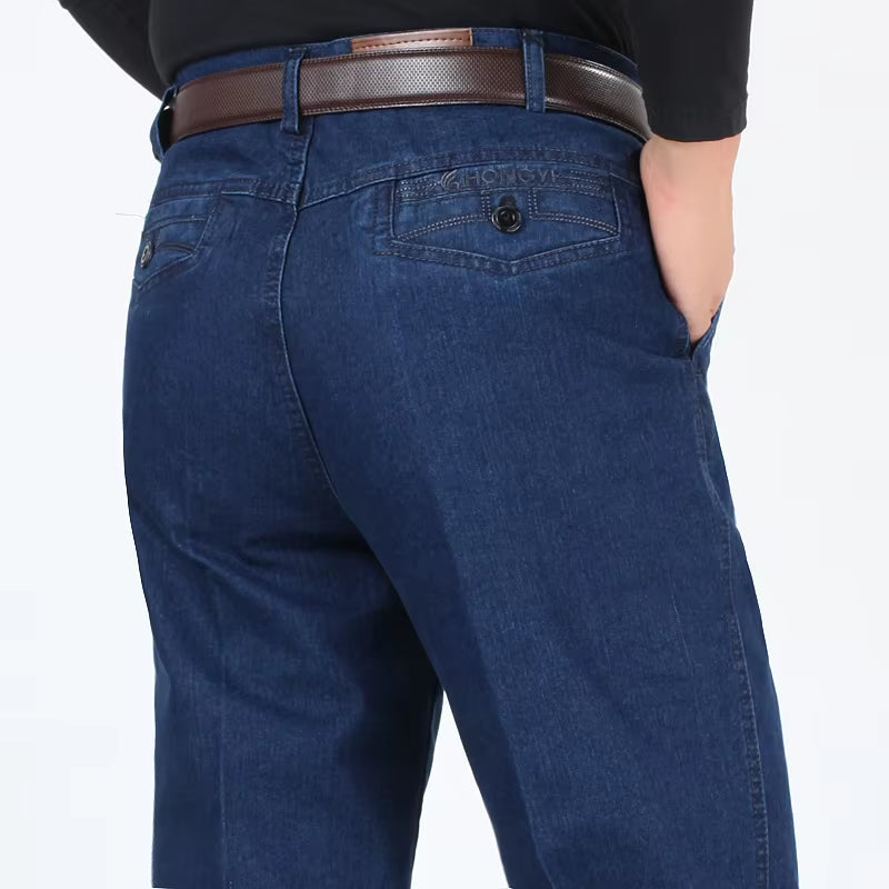New Arrival Stretch Jeans for Men Spring Autumn Male Casual High Quality Cotton Regular Fit Denim Pants Dark Blue Baggy Trousers