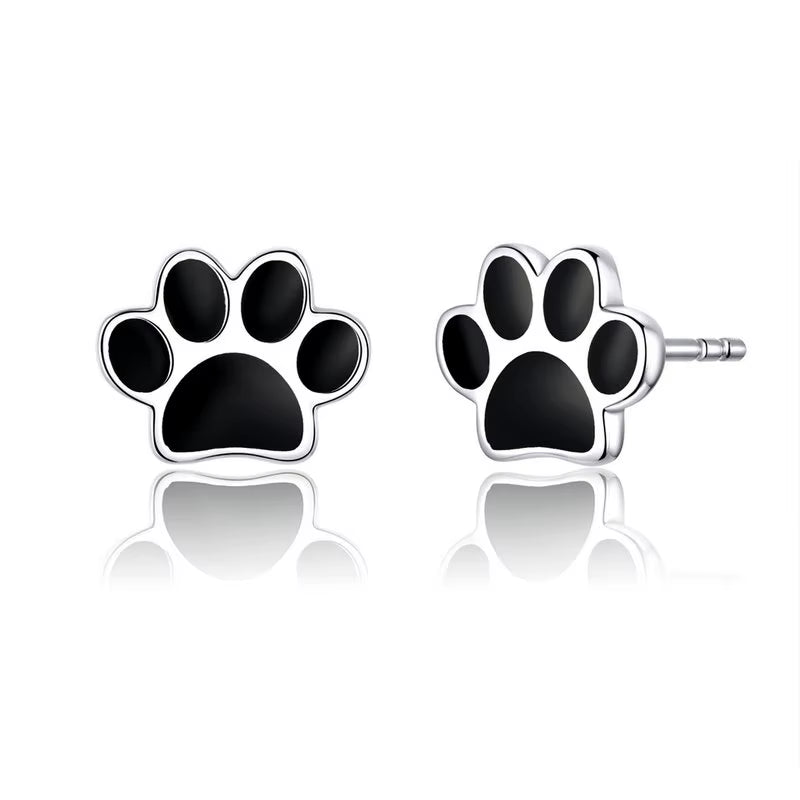 Real 100% 925 Sterling Silver Lovely Cat Pet Stud Earrings for Women S925 Silver Earring Fashion Jewelry Gift FIE073