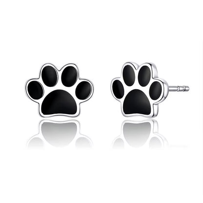 Real 100% 925 Sterling Silver Lovely Cat Pet Stud Earrings for Women S925 Silver Earring Fashion Jewelry Gift FIE073