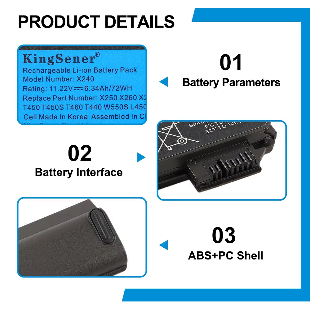 Kingsener Laptop Battery for  Thinkpad X240 T440S T440 X250 X260 X270 T450S T460 T450 T450S T550 T560 45N1126 45N1127