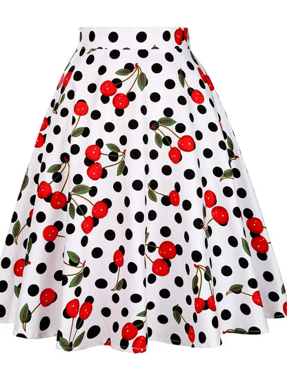 Women'S Runway Cotton Retro Vintage Skirt Black Faldas High Waist a Line Rockabilly Jupe 50S Swing Umbrella Skirts Pin up Skater