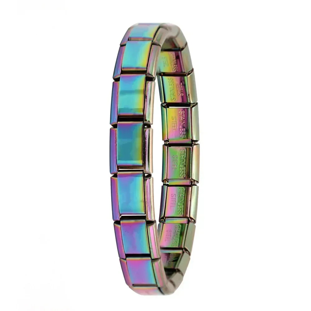 New Women'S Jewelry 9Mm Width Itanlian Elastic Charm Bracelet Fashion Stainless Steel Bangle ST-