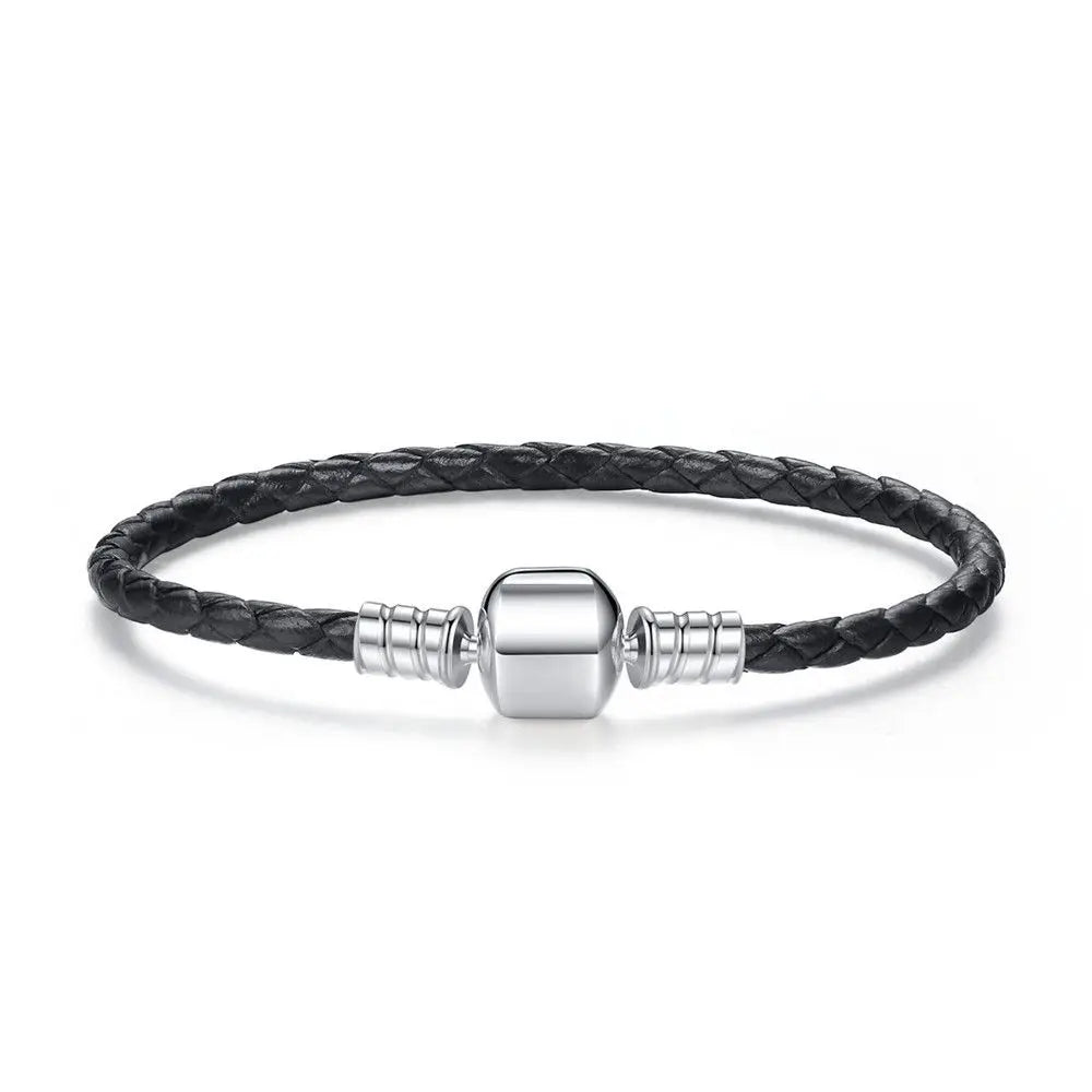 925 Sterling Silver Bracelet – Barrel Snap Clasp, Cubic Zirconia, Bangle Bracelet, Chain Bracelet, Charm, Sizes 17–21