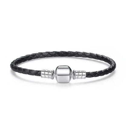 925 Sterling Silver Bracelet – Barrel Snap Clasp, Cubic Zirconia, Bangle Bracelet, Chain Bracelet, Charm, Sizes 17–21