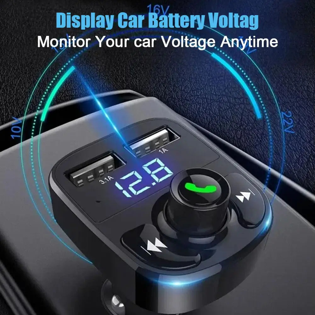 Car Charger Wireless Bluetooth FM Transmitter Hands-Free Calling Radio Receiver Mp3 Music Stereo Adapter Dual USB Port Charger