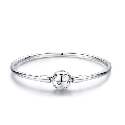 925 Sterling Silver Bracelet – Barrel Snap Clasp, Cubic Zirconia, Bangle Bracelet, Chain Bracelet, Charm, Sizes 17–21