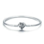 925 Sterling Silver Bracelet – Barrel Snap Clasp, Cubic Zirconia, Bangle Bracelet, Chain Bracelet, Charm, Sizes 17–21