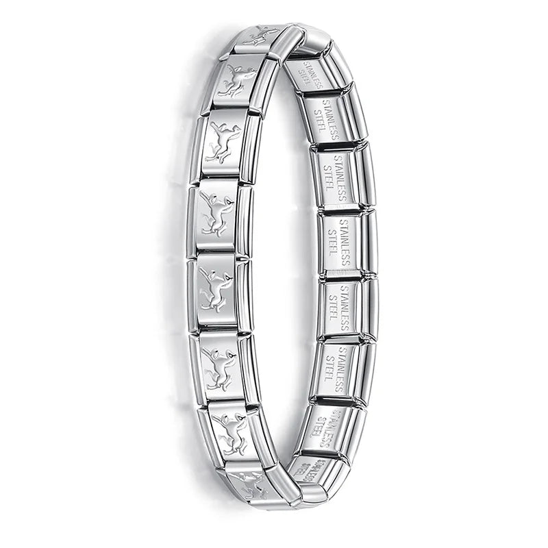 New Women'S Jewelry 9Mm Width Itanlian Elastic Charm Bracelet Fashion Stainless Steel Bangle ST-