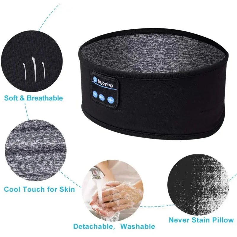 Sleep Mask Bluetooth Sleeping Headphones Headband Thin Soft Elastic Comfortable Wireless Music Headset Eye Mask for Side Sleeper