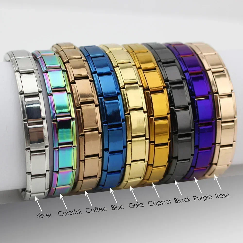 New Women'S Jewelry 9Mm Width Itanlian Elastic Charm Bracelet Fashion Stainless Steel Bangle ST-