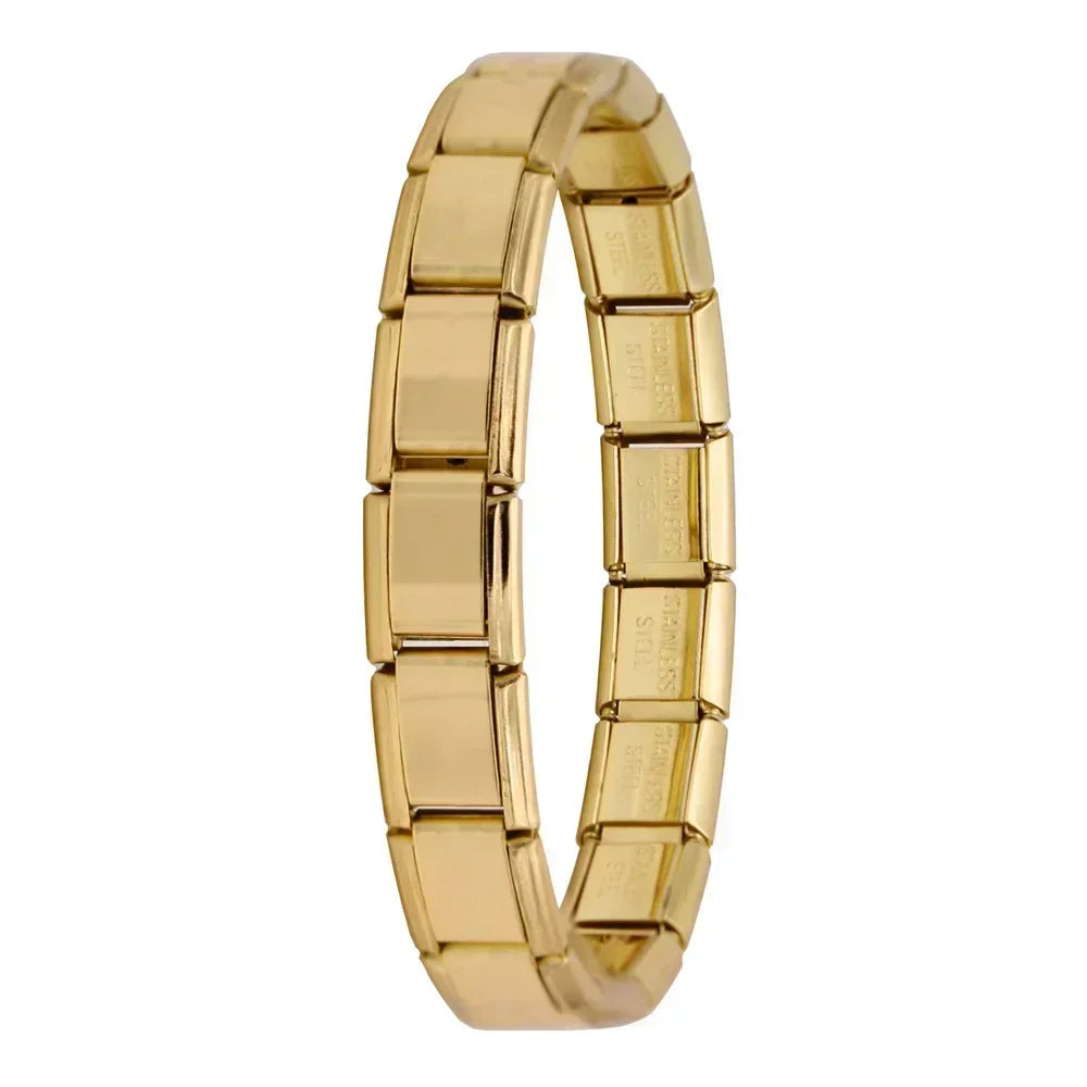New Women'S Jewelry 9Mm Width Itanlian Elastic Charm Bracelet Fashion Stainless Steel Bangle ST-