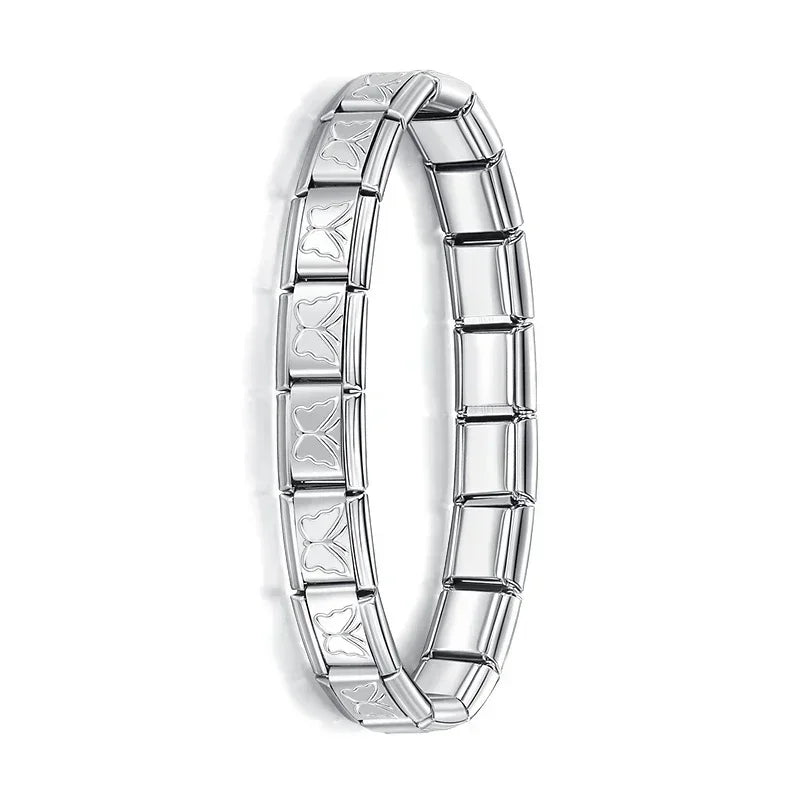 New Women'S Jewelry 9Mm Width Itanlian Elastic Charm Bracelet Fashion Stainless Steel Bangle ST-