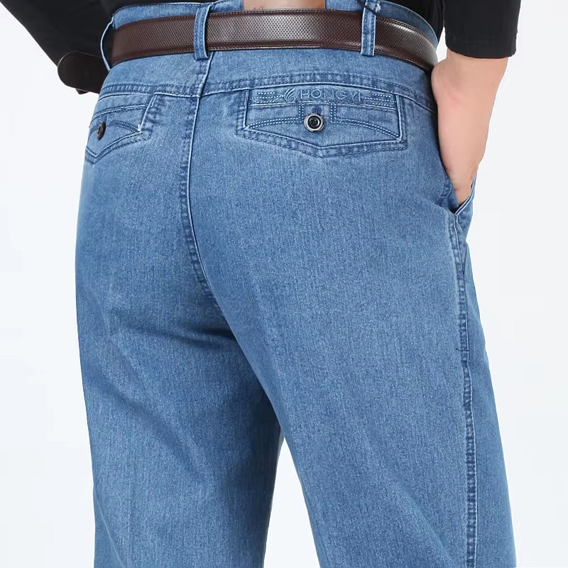 New Arrival Stretch Jeans for Men Spring Autumn Male Casual High Quality Cotton Regular Fit Denim Pants Dark Blue Baggy Trousers