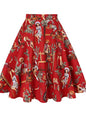 2025 Summer Midi Skirt Runway Vintage Rockabilly Sundress Red Womens Sexy Pinup 50S Cotton Polka Dot Pattern Skater Streetwear