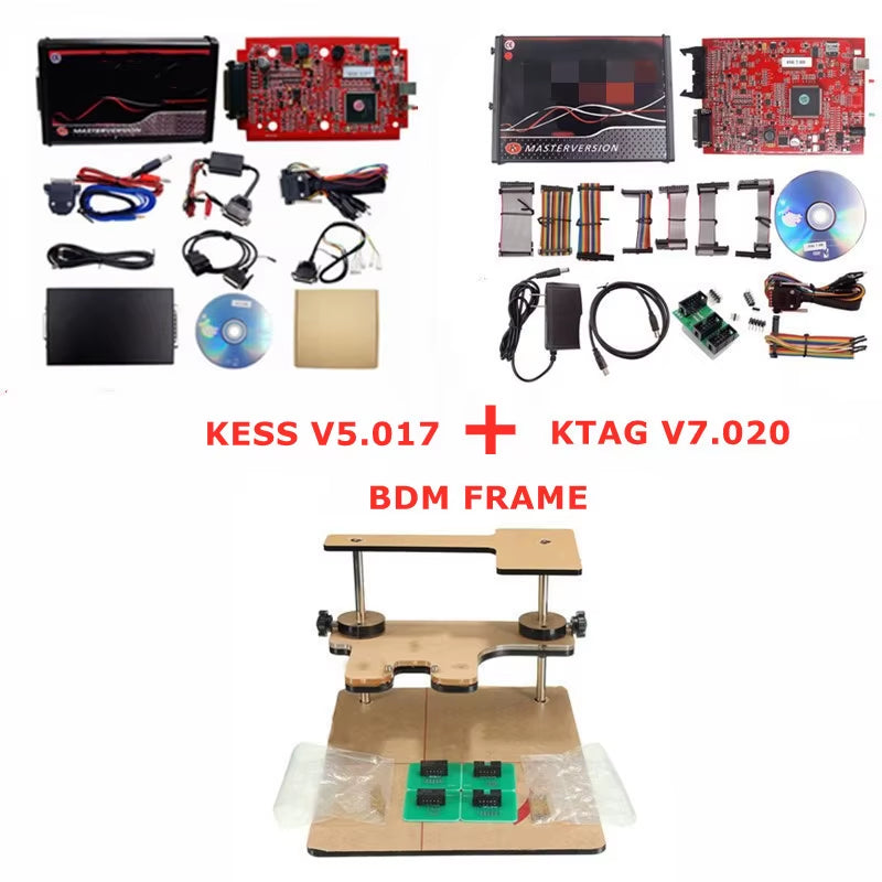 Online 2.80 EU Red  V5.017 OBD2 Manager Remap Kit KTAG V7.020 4 LED BDM Frame 22Pcs Adapters K-TAG 2.25 ECU Flash Tool