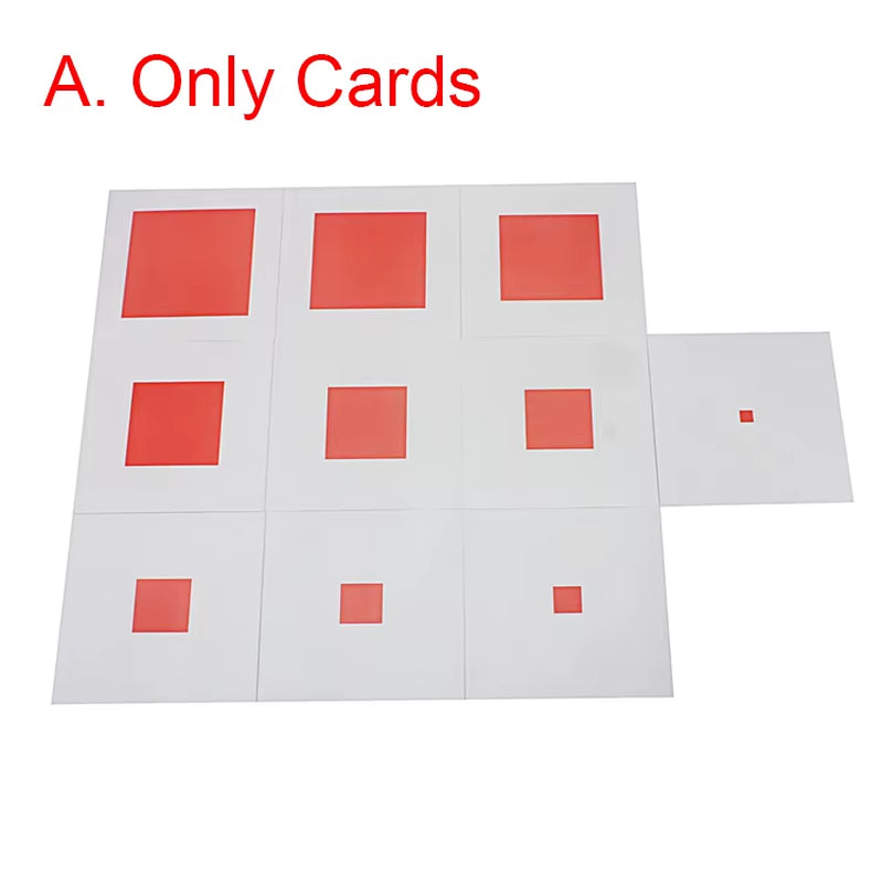 Montessori Materials Pink Tower with 10Pcs Stand Cards 0.7-7CM Early Childhood Education Preschool Kids Toys Brinquedos Juguetes