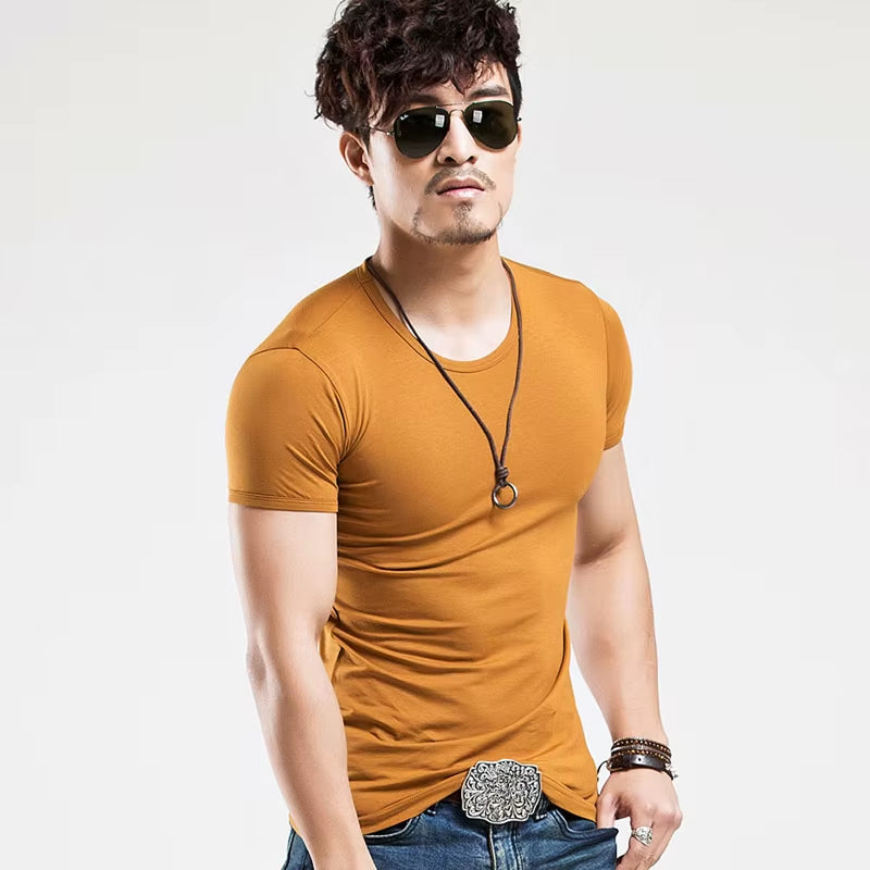 2025  Brand New Men T Shirt 10 Colors Fitness Mens T-Shirts V Neck Man T-Shirt for Male Clothing Tshirts S-5XL Tops Tees