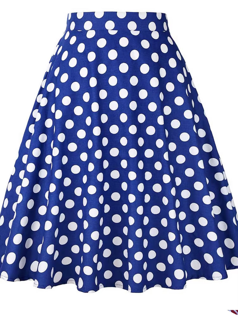 Women'S Runway Cotton Retro Vintage Skirt Black Faldas High Waist a Line Rockabilly Jupe 50S Swing Umbrella Skirts Pin up Skater