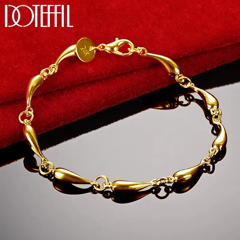 925 Sterling Silver Water Drop Bracelet Luxury Brand Women Bracelet Silver Bracelet Jewelry Christmas Gift