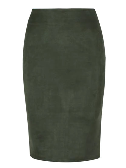 Sexy Multi Color Suede Midi Pencil Skirt Women 2024 Fashion Elastic High Waist Office Lady Bodycon Skirts Saias